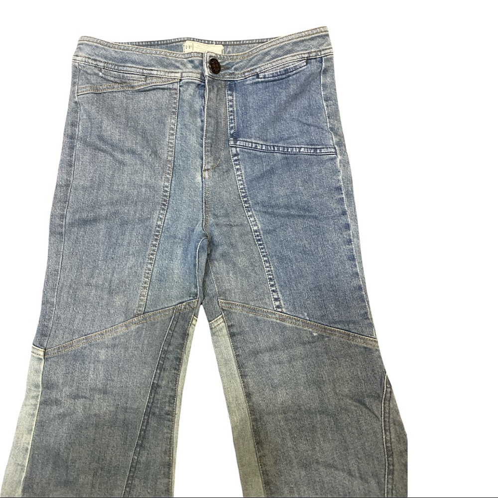 Free People high rise patchwork flares. - Picture 2 of 4